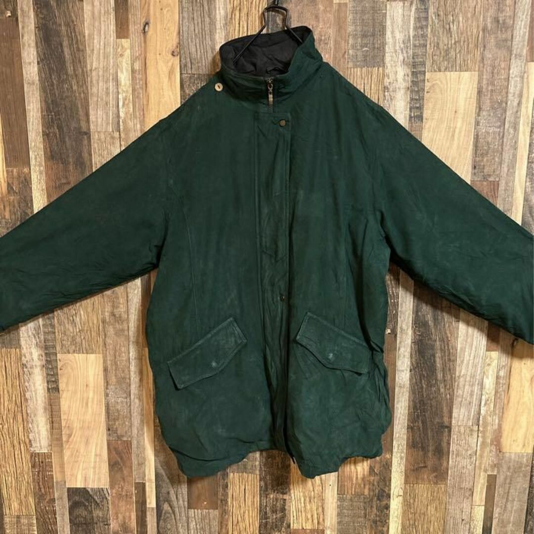 グリーン ジャケット アウター ブルゾン ジップ Lサイズ メンズ USA古着