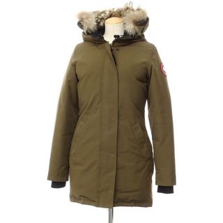 カナダグース(CANADA GOOSE)の【中古】カナダグース CANADA GOOSE VICTORIA PARKA ポリエステルコットン ファーダウンコート オリーブ【サイズXS】【レディース】(ダウンジャケット)