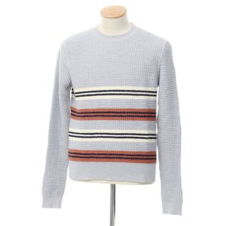 マルニ(Marni)の【中古】マルニ MARNI ワッフルウールコットン ボーダー クルーネックニット ライトグレイッシュブルーxネイビー【サイズ44】【メンズ】(ニット/セーター)