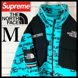 シュプリーム(Supreme)の【激レア】シュプリーム×ノースフェイス☆総柄ロゴ入りフリース 入手困難 L相当(ブルゾン)