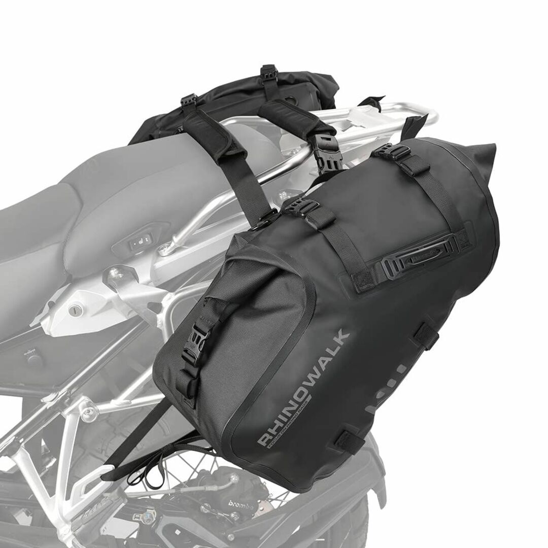 【色: Black48L】Rhinowalkオートバイのサドルバッグ防水防振モー