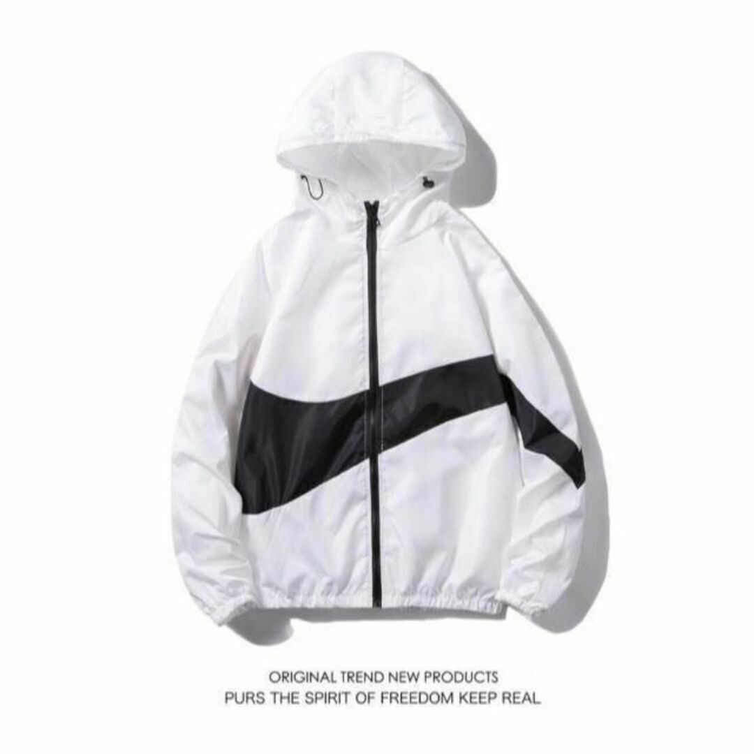 デザイン ナイロンパーカー マウンテンパーカー 2XL ホワイト 男女兼用 新品 メンズのジャケット/アウター(マウンテンパーカー)の商品写真