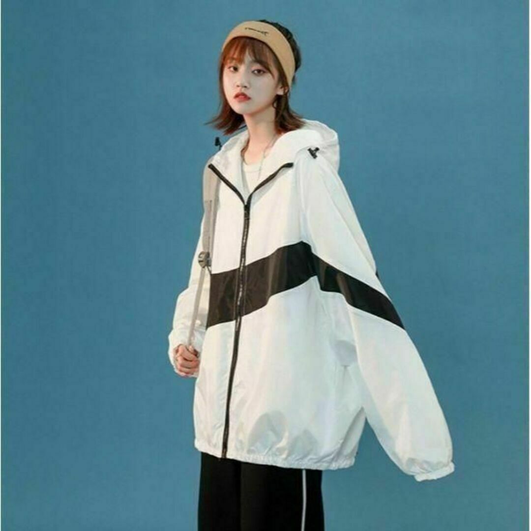 デザイン ナイロンパーカー マウンテンパーカー 2XL ホワイト 男女兼用 新品 レディースのジャケット/アウター(ナイロンジャケット)の商品写真