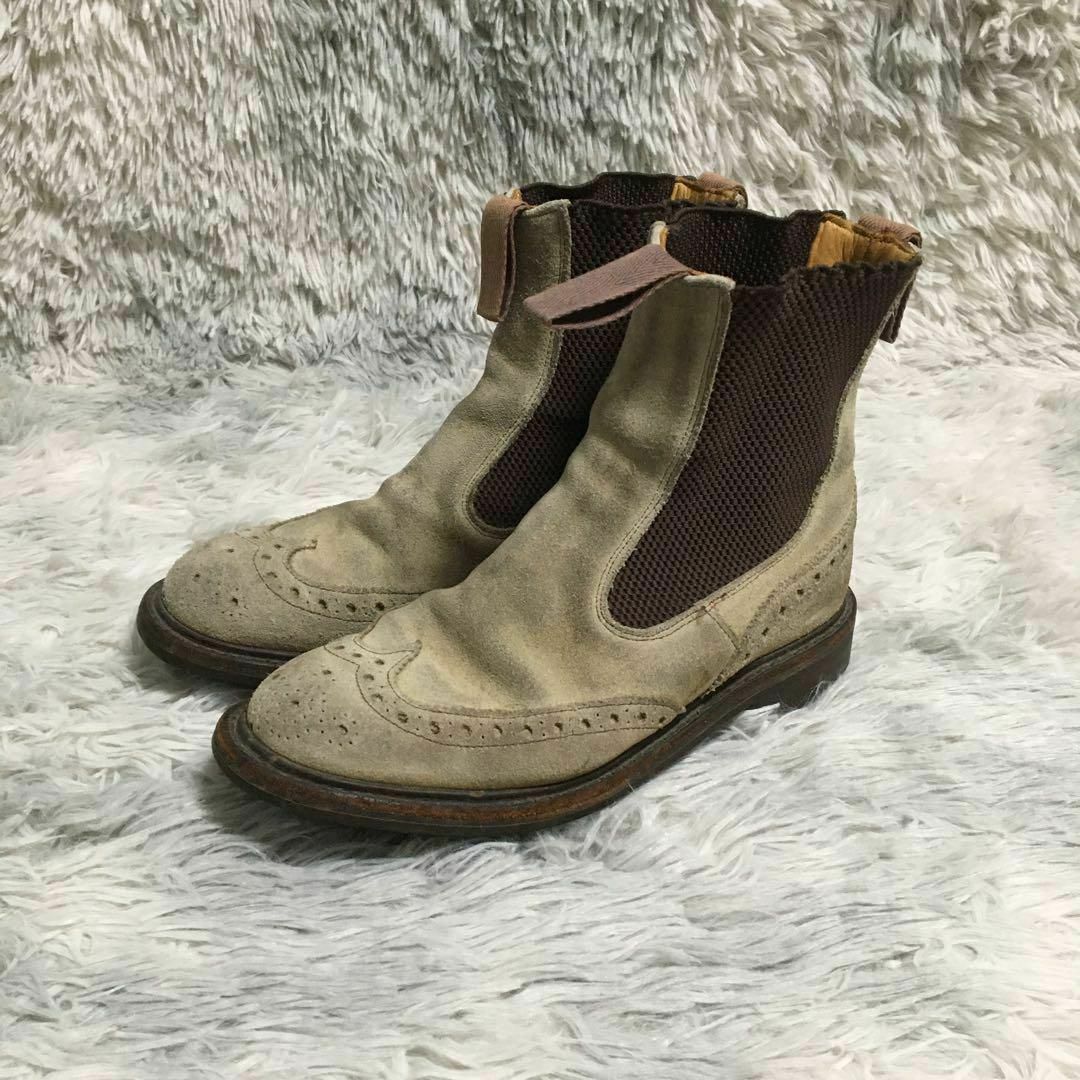 Tricker´s サイドゴアブーツ スエード SILVIA ウイングチップ-