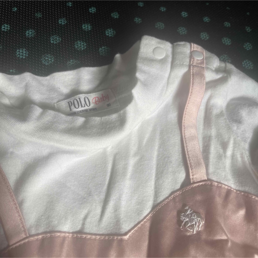 POLO Baby 90 白×薄ピンク キッズ/ベビー/マタニティのキッズ服女の子用(90cm~)(Tシャツ/カットソー)の商品写真