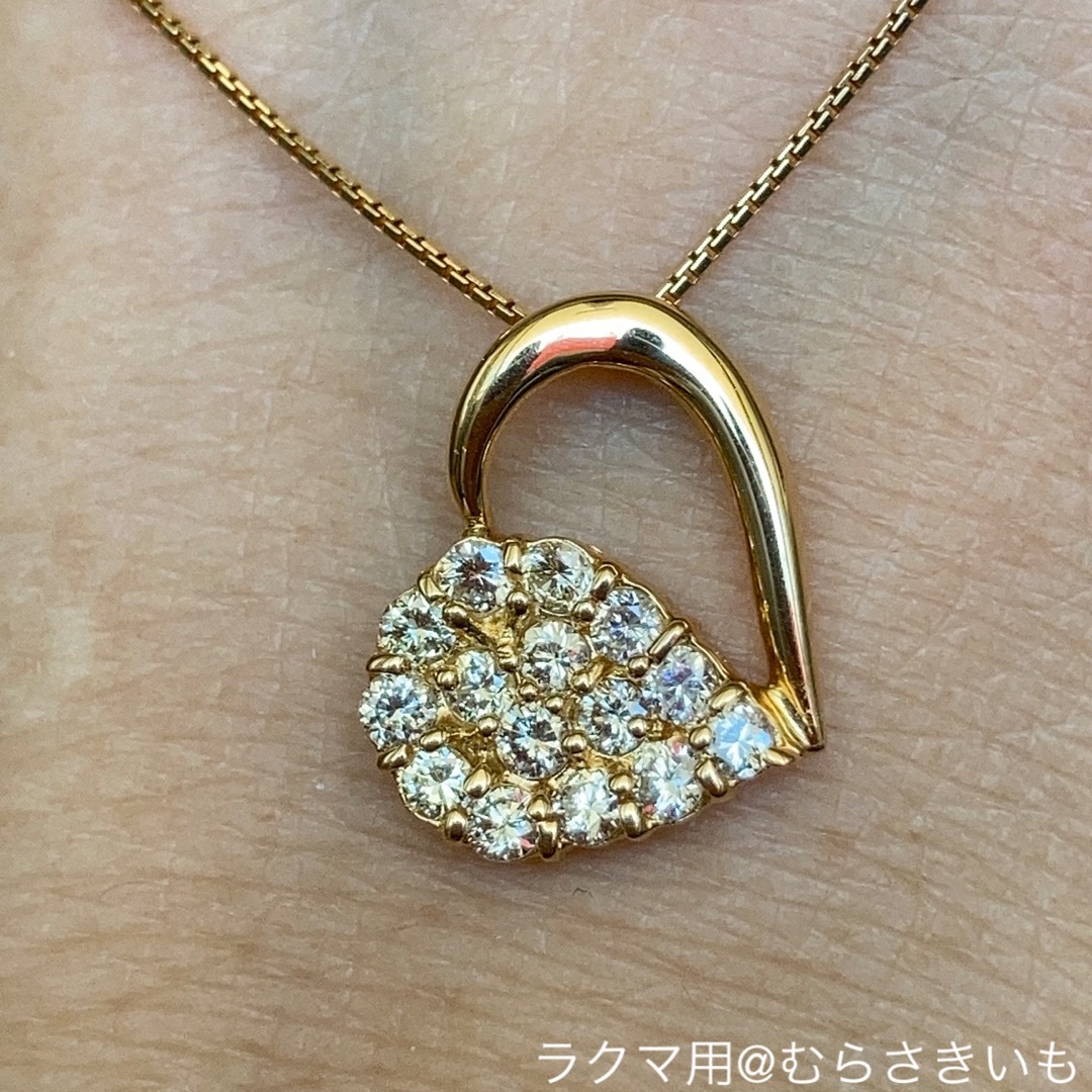 0.5カラット ダイヤ K18 YG ハート ネックレス レディースのアクセサリー(ネックレス)の商品写真