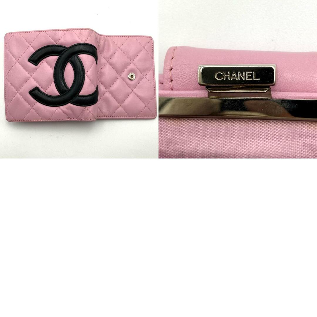 CHANEL(シャネル)のCHANEL シャネル カンボンライン 二つ折り財布 財布 ウォレット ココマーク ピンク ブラック レザー レディース ファッション 小物 USED 【中古】 レディースのファッション小物(財布)の商品写真