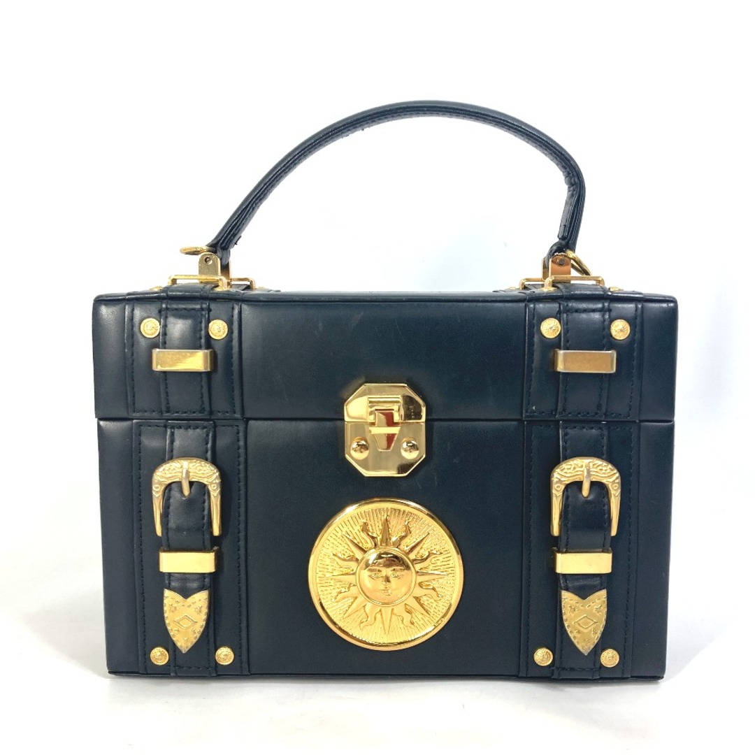 ヴェルサーチ VERSACE サンバースト ハンドバッグ ヴィンテージ 2WAY ショルダーバッグ ボックス バニティバッグ レザー ブラック |  フリマアプリ ラクマ