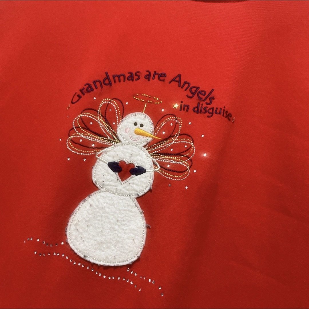 ART VINTAGE(アートヴィンテージ)のスウェット　トレーナー　Mサイズ　レッド　赤　クリスマス　雪だるま　USA古着 レディースのトップス(トレーナー/スウェット)の商品写真
