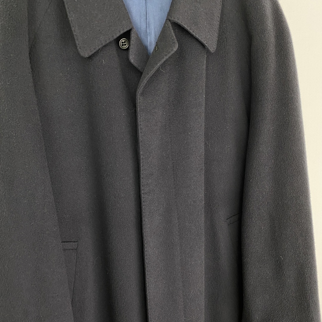 【ステンカラーコート カシミヤ100% イタリア製 黒 古着】