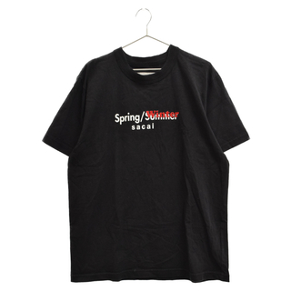 サカイ(sacai)のSacai サカイ 19SS SPRING/WINTER CUT SEWN ロゴプリント 半袖Tシャツ ブラック 19-01928M(Tシャツ/カットソー(半袖/袖なし))