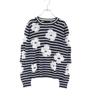 コムデギャルソン(COMME des GARCONS)のtricot COMME des GARCONS トリコ コム デ ギャルソン 20AW フラワー柄 ボーダーニットセーター レディース ネイビー TF-N023(ニット/セーター)