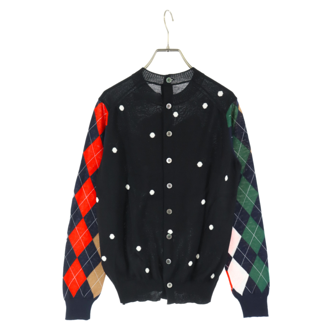 TAO COMME des GARCONS タオコムデギャルソン 23SS スリーブアーガイル バックボタン フラワー ニット セーター レディース ブラック TK-N017