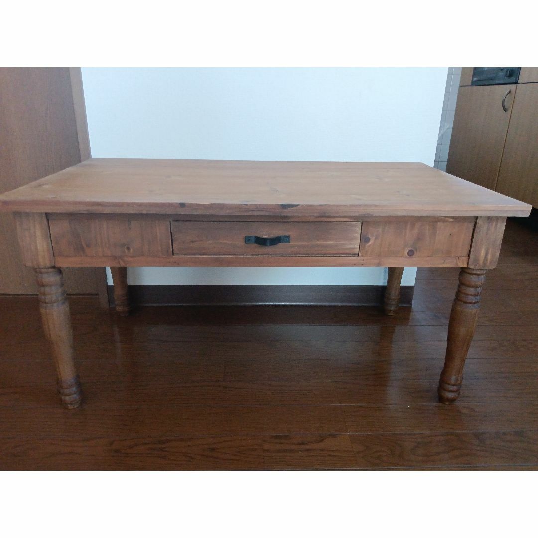 ウッドテーブル 木製 座卓 引き出し付 脚 組み立て式 昭和 レトロ
