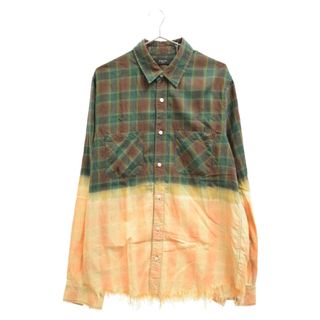 アミリ(AMIRI)のAMIRI アミリ BLEACHED FLANNEL TWO-TONED CUT OFF CHECK SHIRT ブリーチ フランネル 2トーン カットオフ 長袖シャツ グリーン/ベージュ MSL005(シャツ)