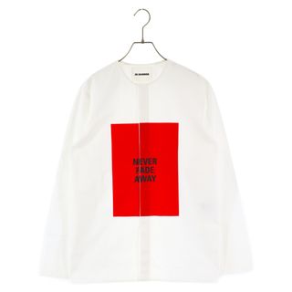 ジルサンダー(Jil Sander)のJIL SANDER ジルサンダー NEVER FADE AWAYプリントノーカラー長袖シャツ ホワイト(シャツ)