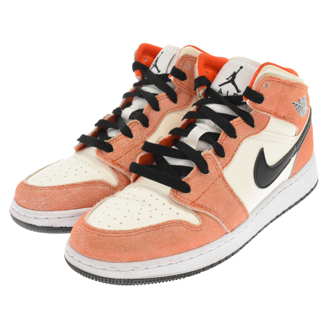 NIKE(ナイキ)のNIKE ナイキ AIR JORDAN 1 MID SE GS ORANGE SUEDE エアジョーダン オレンジスウェード ハイカットスニーカー ホワイト/オレンジ DV1336-800 レディースの靴/シューズ(スニーカー)の商品写真