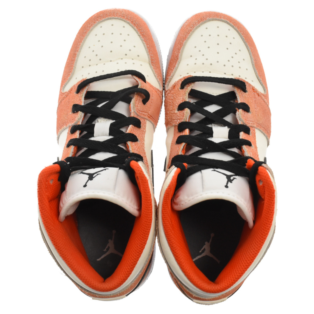 NIKE(ナイキ)のNIKE ナイキ AIR JORDAN 1 MID SE GS ORANGE SUEDE エアジョーダン オレンジスウェード ハイカットスニーカー ホワイト/オレンジ DV1336-800 レディースの靴/シューズ(スニーカー)の商品写真