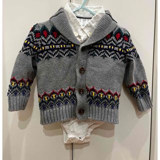 ベビーギャップ(babyGAP)のニットカーディガン&シャツロンパースセット(ニット/セーター)