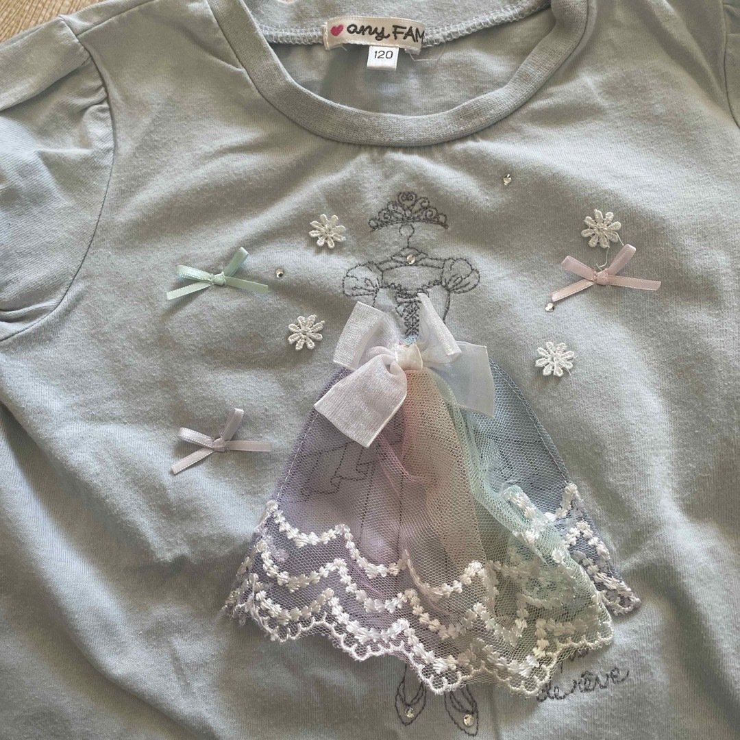 anyFAM(エニィファム)の七分袖 カットソー Tシャツ 女の子 120 エニィファム キッズ/ベビー/マタニティのキッズ服女の子用(90cm~)(Tシャツ/カットソー)の商品写真