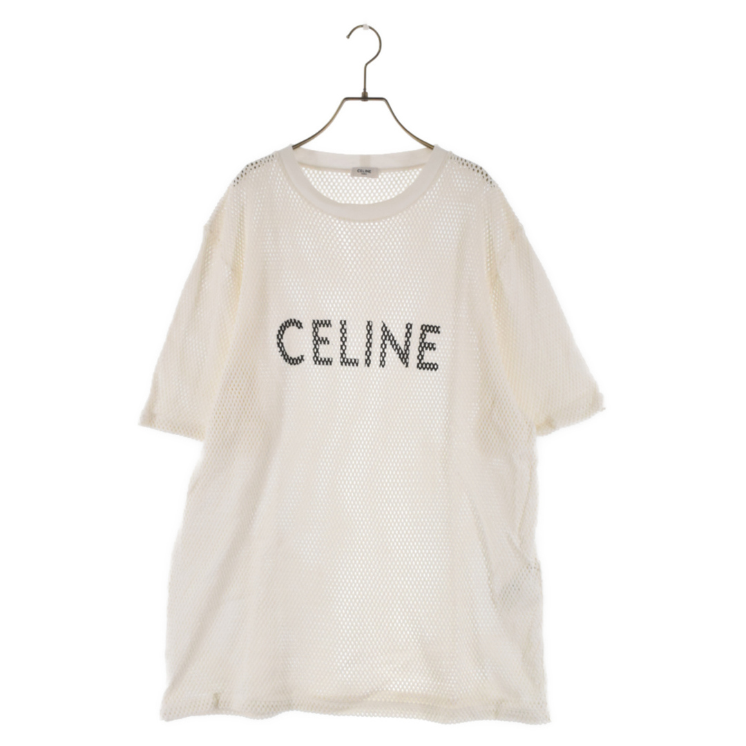 CELINE セリーヌ 22SS メッシュコットン ロゴ プリント 半袖 Tシャツ カットソー ホワイト 2X59A950P