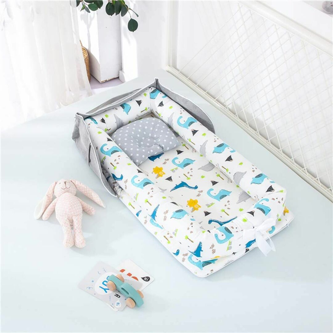 【色: ホワイト】Luddy ベビーベッド 新生児 枕付き ベッドインベッド 折