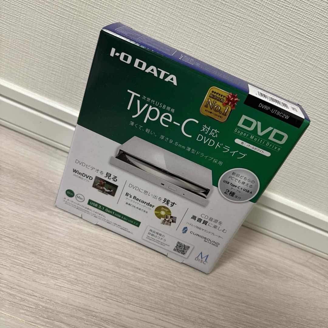 I・O DATA DVRP-UT8C2W DVDドライブ タイプＣ対応