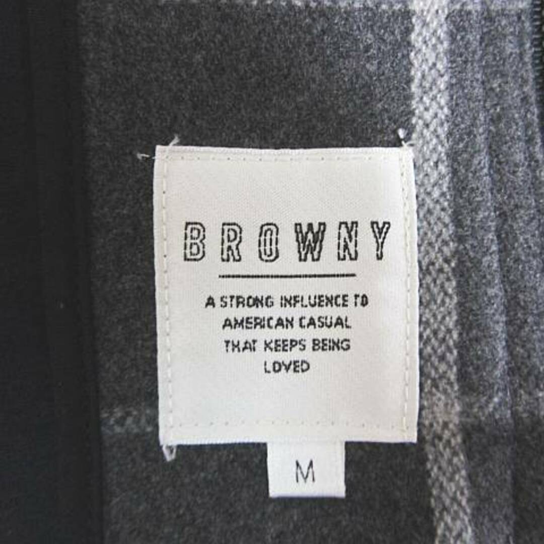 BROWNY(ブラウニー)のBROWNY ダッフルコート ミドル丈 フード 格子 M グレー ライトグレー レディースのジャケット/アウター(ダッフルコート)の商品写真