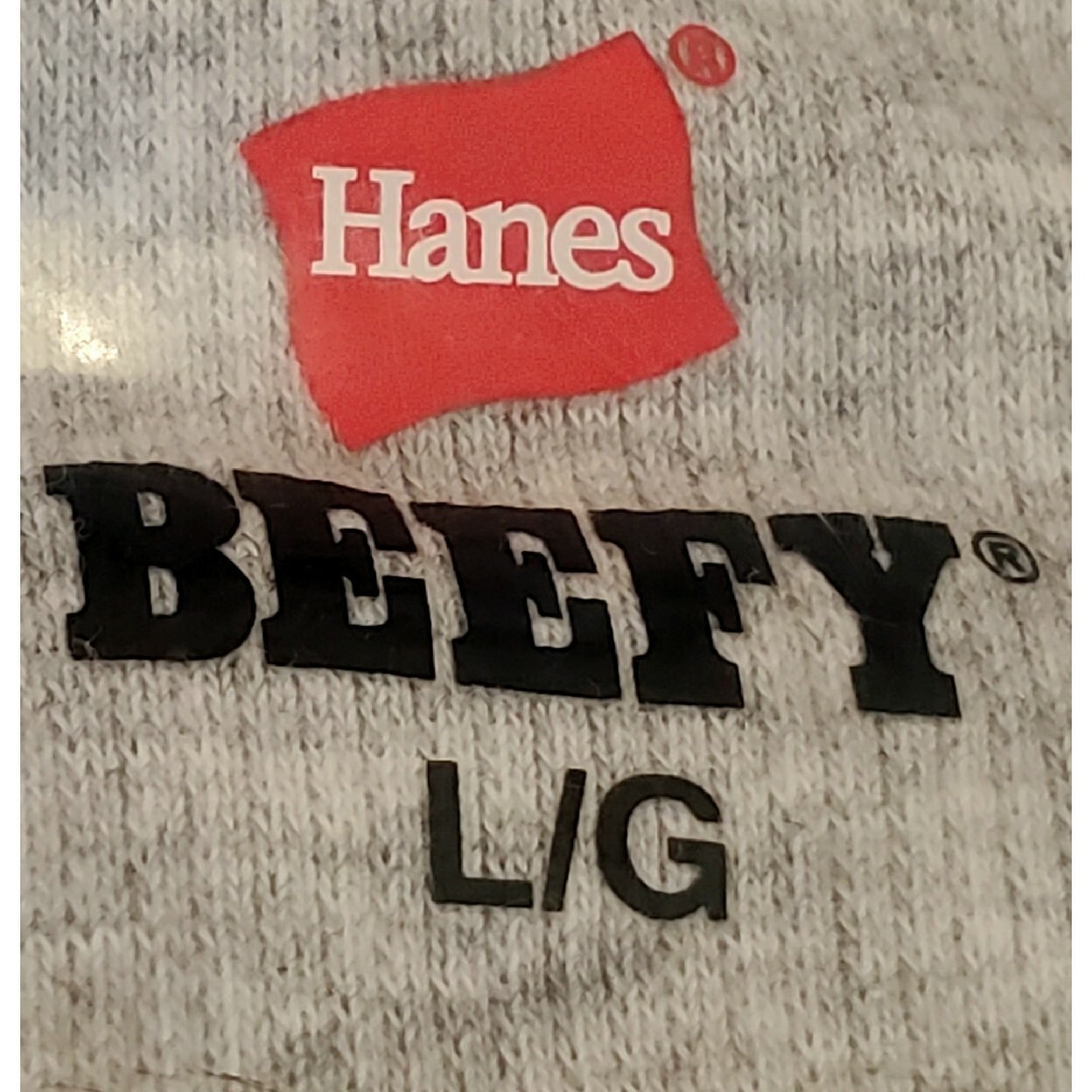 Hanes(ヘインズ)の【新品】ヘインズ BEEFY Rib V Neck  Lサイズ グレー 綿97％ メンズのトップス(Tシャツ/カットソー(半袖/袖なし))の商品写真