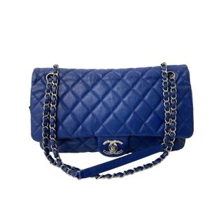 シャネル(CHANEL)の極美品 CHANEL シャネル マトラッセ チェーンショルダーバッグ キャビアスキン 18番台 シングルフラップ ブルー 中古 54875(ハンドバッグ)