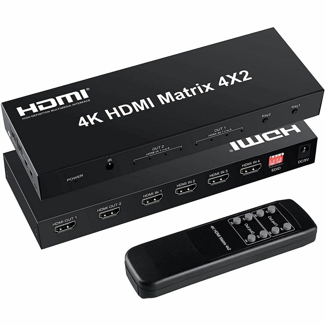 FERRISA 4K HDMI マトリックス セレクター 4入力2出力 音声分離
