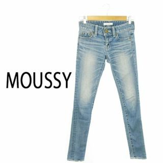 マウジー(moussy)のマウジー スキニーデニムパンツ ダメージ加工 25 青 231026MN2R(デニム/ジーンズ)