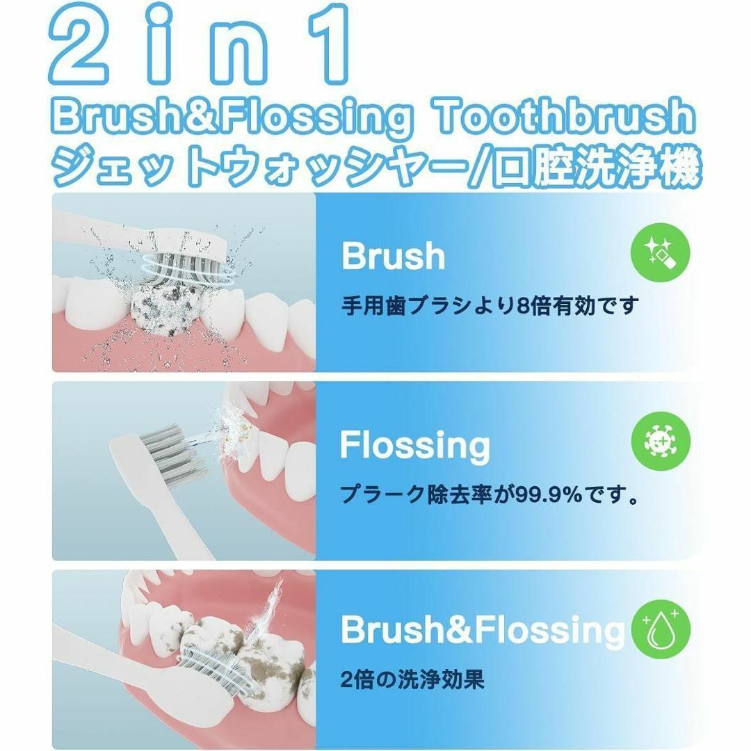 1台2役✨口腔洗浄器 ジェットウォッシャー タンクレス 電動 歯ブラシ 防水