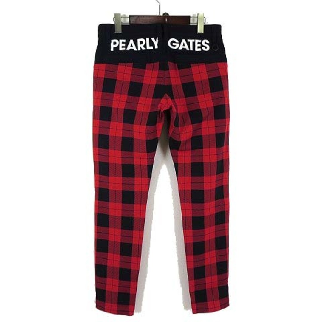 PEARLY GATES(パーリーゲイツ)のパーリーゲイツ 22AW パンツ テーパード スリム M 4 黒 赤 美品 スポーツ/アウトドアのゴルフ(ウエア)の商品写真