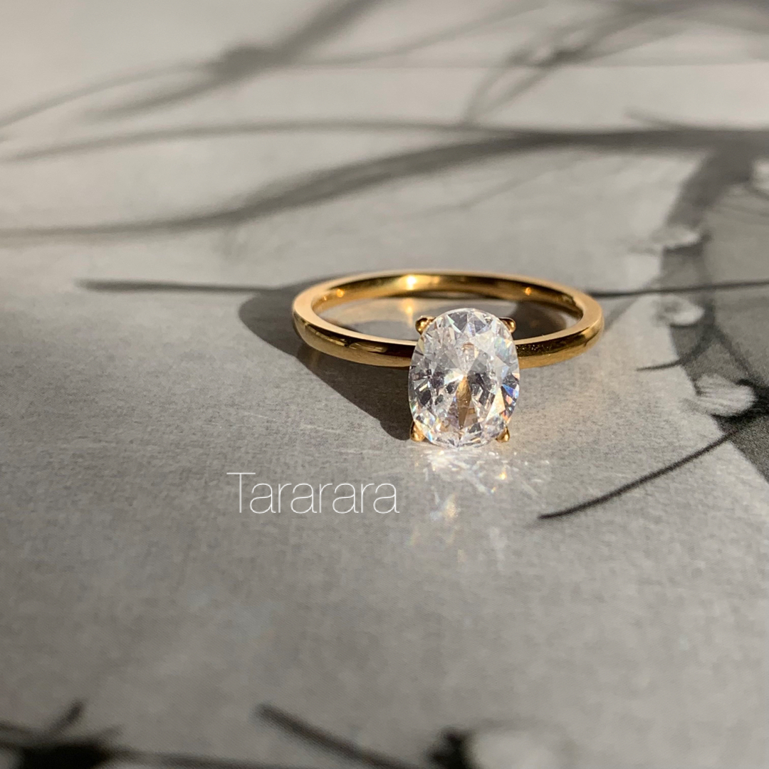 ●stainless oval Cz リング●金属アレルギー対応 レディースのアクセサリー(リング(指輪))の商品写真