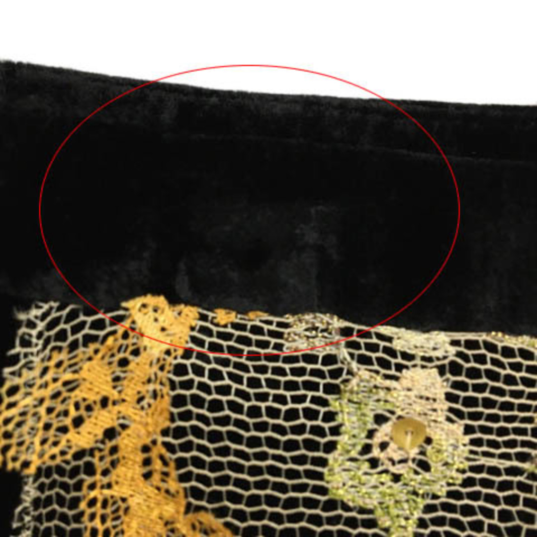 ヒコルヒラー スカート フレア マーメイド 膝丈 ベロア調 0 黒 オレンジ レディースのスカート(ひざ丈スカート)の商品写真