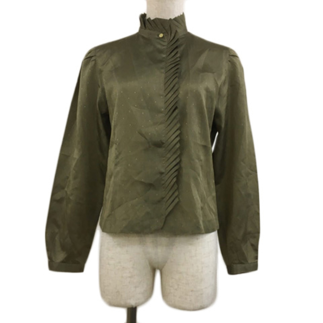 コルディア ブラウス シャツ ハイネック プリーツ 比翼仕立て 長袖 9 緑 | フリマアプリ ラクマ