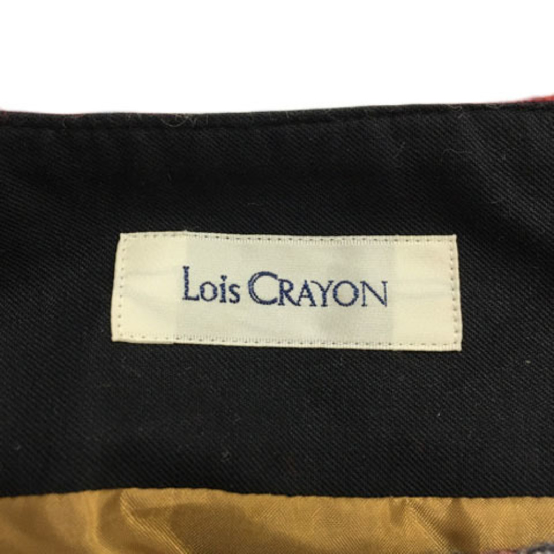 Lois CRAYON(ロイスクレヨン)のロイスクレヨン スカート フレア ミニ ウール チェック 起毛 M 赤 紺 レディースのスカート(ミニスカート)の商品写真