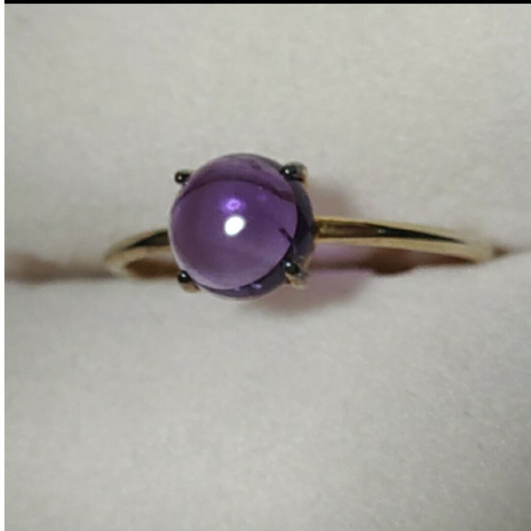 天然アメジスト(紫水晶)　SVピンクゴールド　リング　約7号 レディースのアクセサリー(リング(指輪))の商品写真