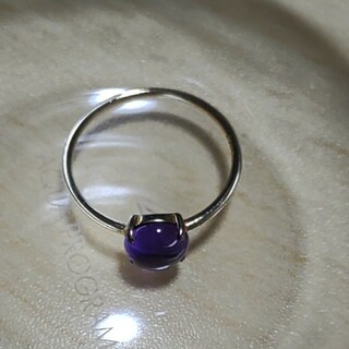 天然アメジスト(紫水晶)　SVピンクゴールド　リング　約7号(リング(指輪))