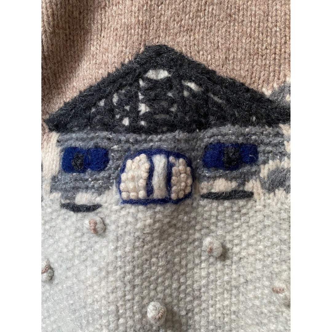 古着 ビンテージ 80s ハンドメイド 景色 刺繍 ピンク ニット 古着 ビンテージ 80s ハンドメイド 景色 刺繍 ピンク ニット