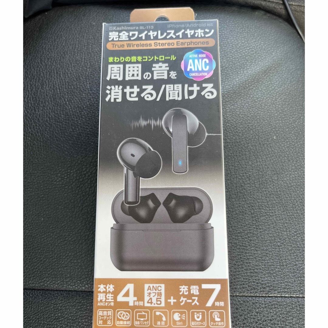 新品　Bluetoothイヤホン　カシムラ BL-113ワイヤレスイヤホン スマホ/家電/カメラのオーディオ機器(ヘッドフォン/イヤフォン)の商品写真