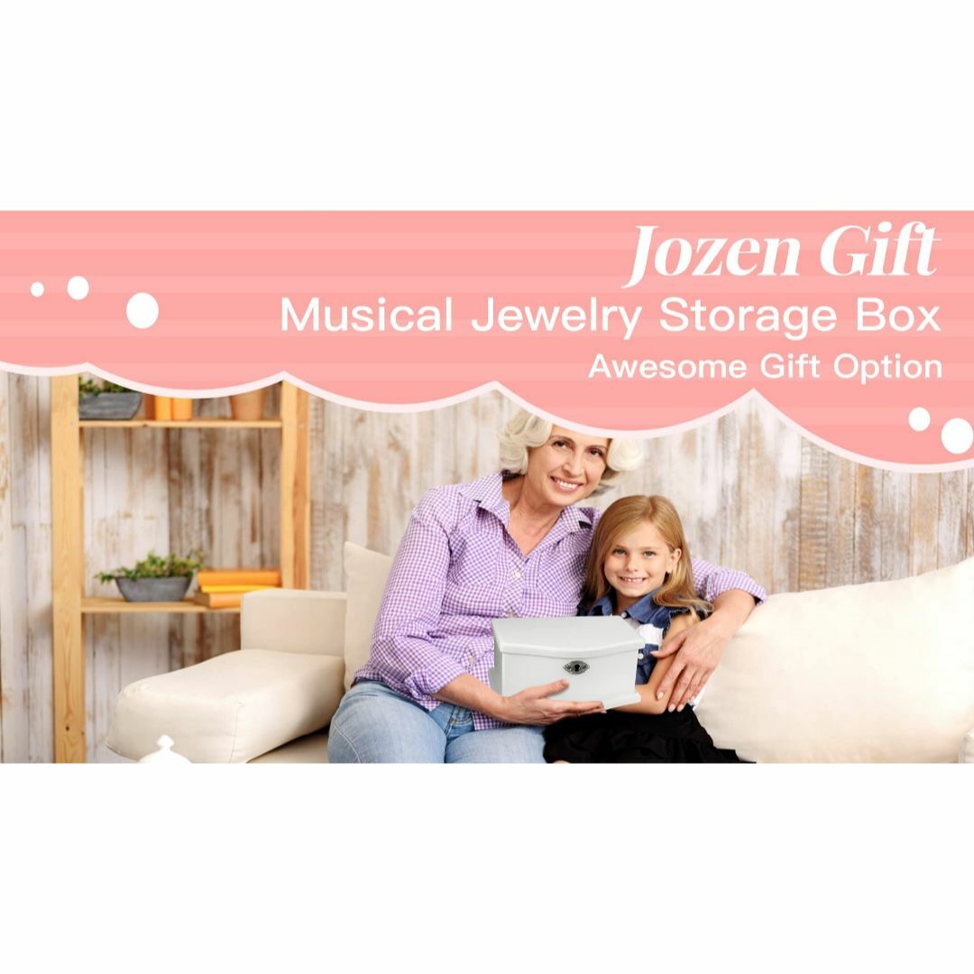 【色: ホワイト】JOZEN GIFT 可愛い木製バレリーナの音楽ジュエリーボッ 8