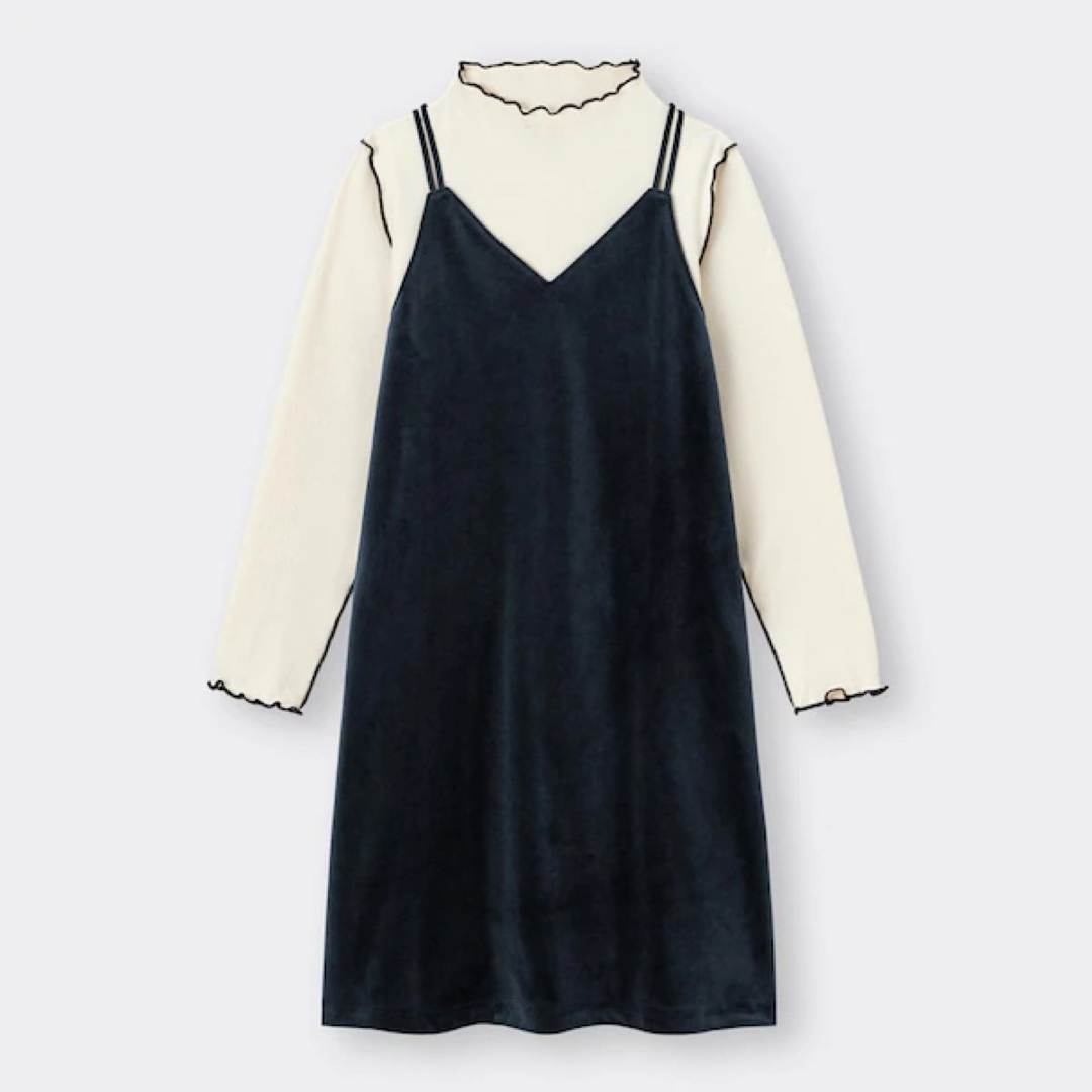 GU(ジーユー)の【最終値下げ】GU  ベロアキャミソール ワンピース キッズ/ベビー/マタニティのキッズ服女の子用(90cm~)(ワンピース)の商品写真