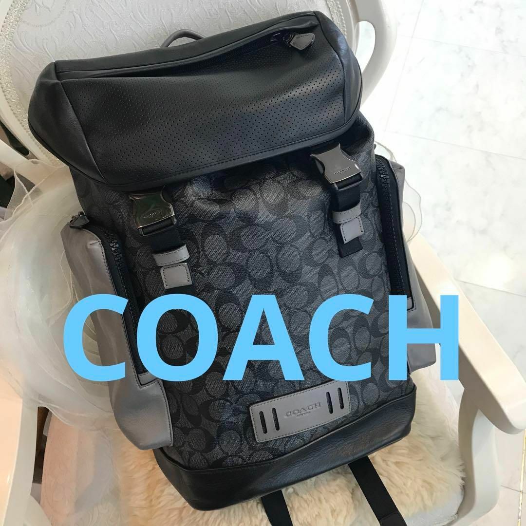 美品 コーチ Coach シグネチャー リュック バックパック メンズ　ブラック