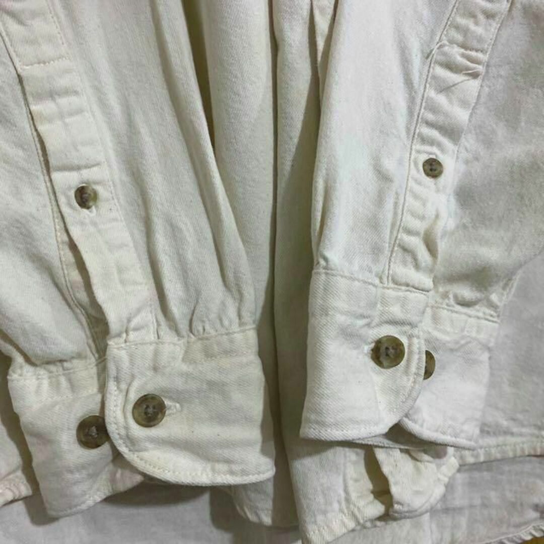 ホワイト メンズ USA 90s ボタンダウンシャツ 長袖 シャツ