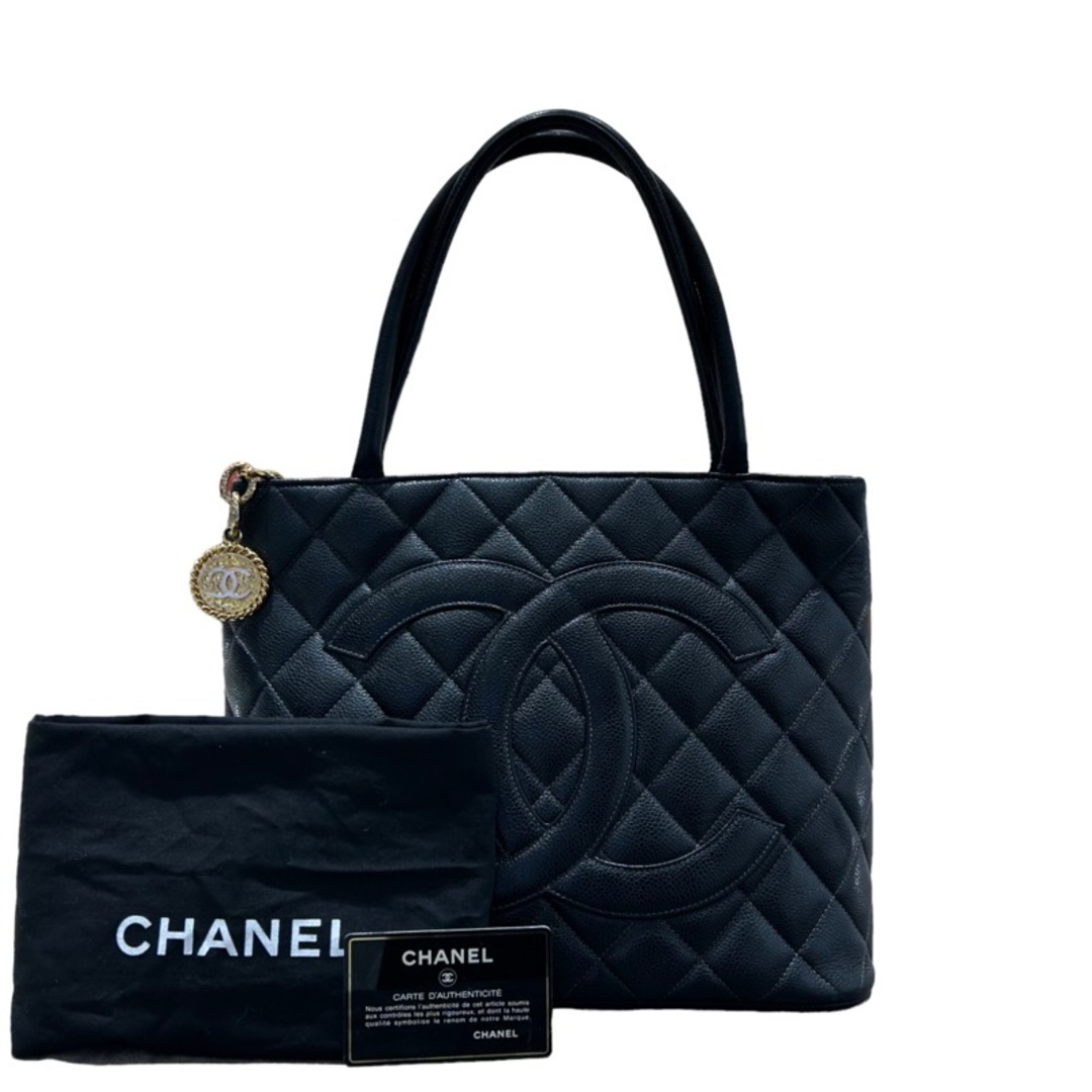 シャネル CHANEL 復刻トート A01804 ブラック/GD金具 キャビアスキン レディース ハンドバッグ