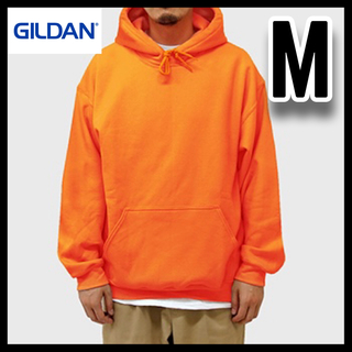 ギルタン(GILDAN)の新品未使用 ギルダン 8oz プルオーバー 無地パーカー 裏起毛 オレンジ M(パーカー)