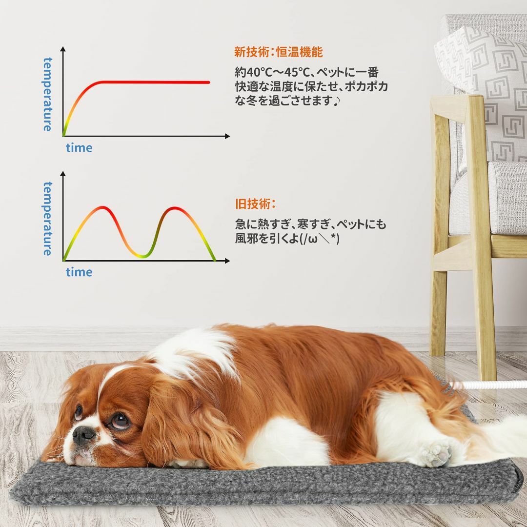 ペット用ホットカーペット 猫 犬ヒーター 電気毛布 50*40cm 過熱保護 噛