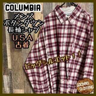 コロンビア☆アニマル柄ドッグ柄畝入り総柄ハンティングシャツ　XL 赤茶